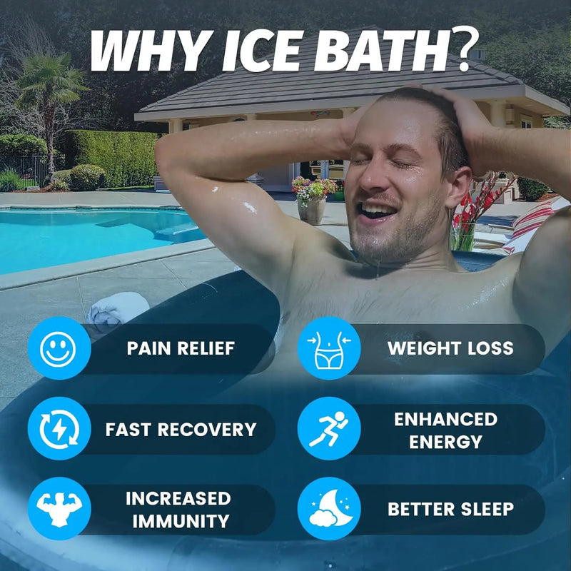 XXL Ice Bath Tub for Athletes, Compatible with Water Chillers, 216-Gallon Inflatable Cold Plunge Tub with Insulated Lid, Thermom